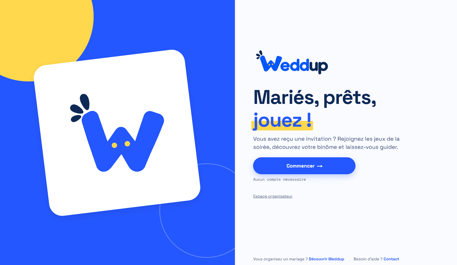 Aperçu de l’application Weddup pour animer les soirées de mariage